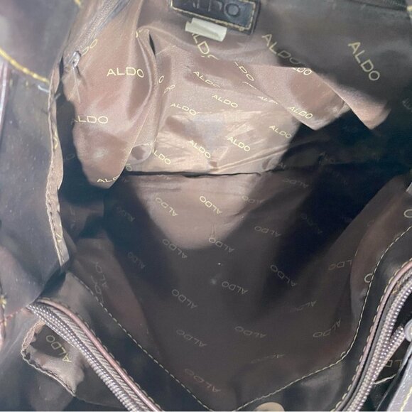 Aldo large brown faux leather purse handbag shoulder bag tote - Picture 9 of 15